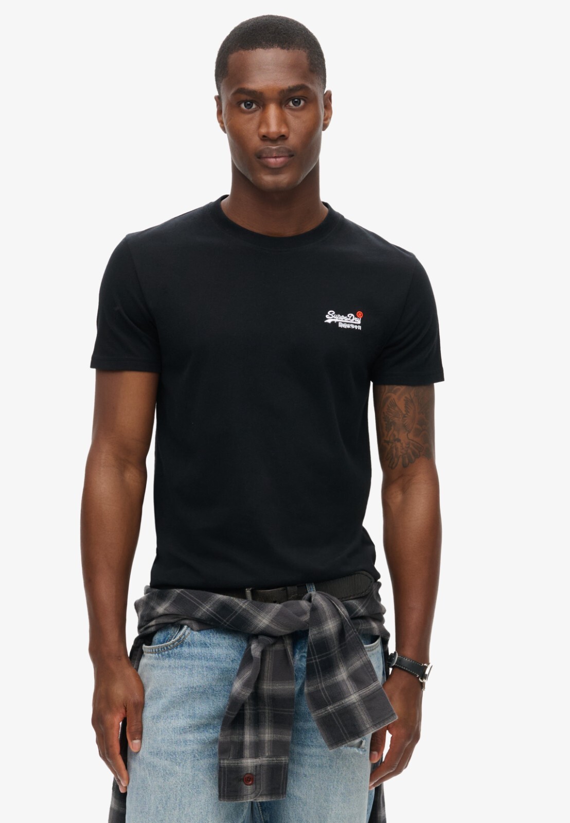 Superdry T Shirt Crew Neck Short Sleeve Contrast Emb Tee Black White Navy Blue gallery