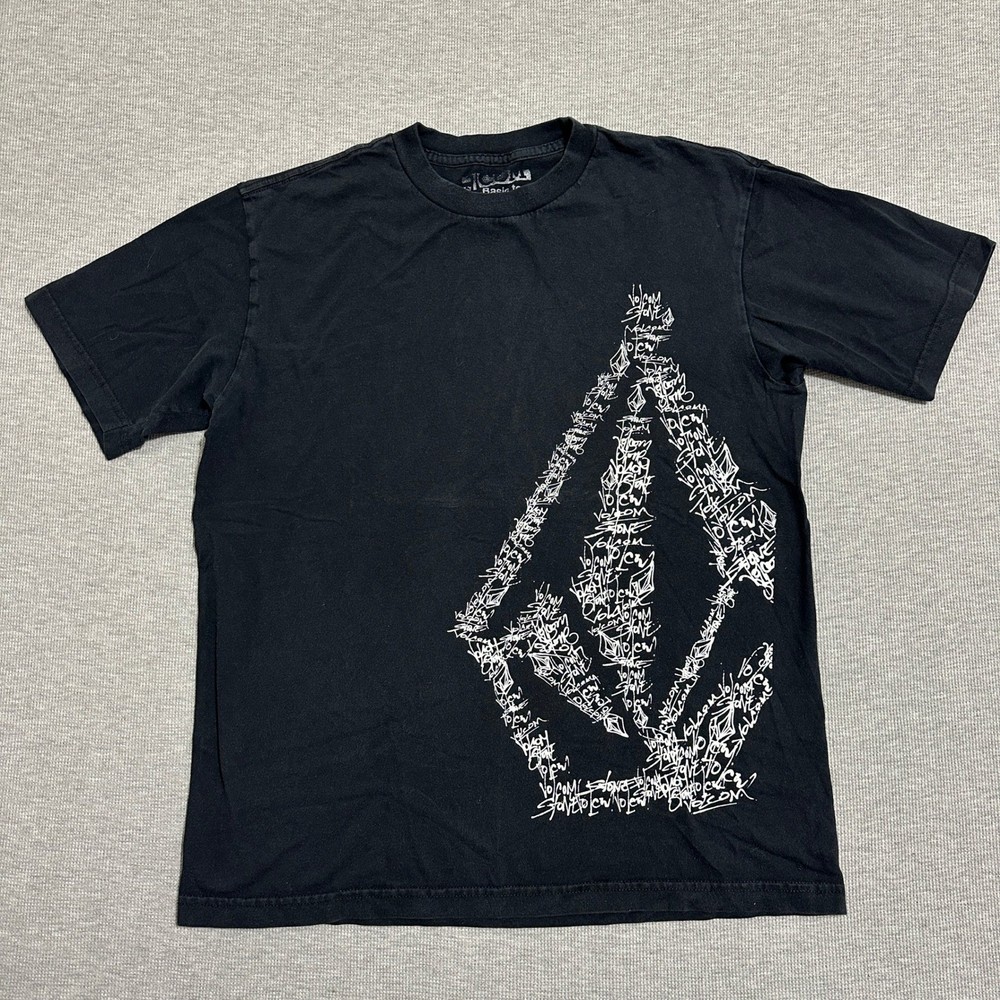 Volcom Basic Tee Scribble Stone Logo Graphic T-Shirt 2008 Skate Black Mens L