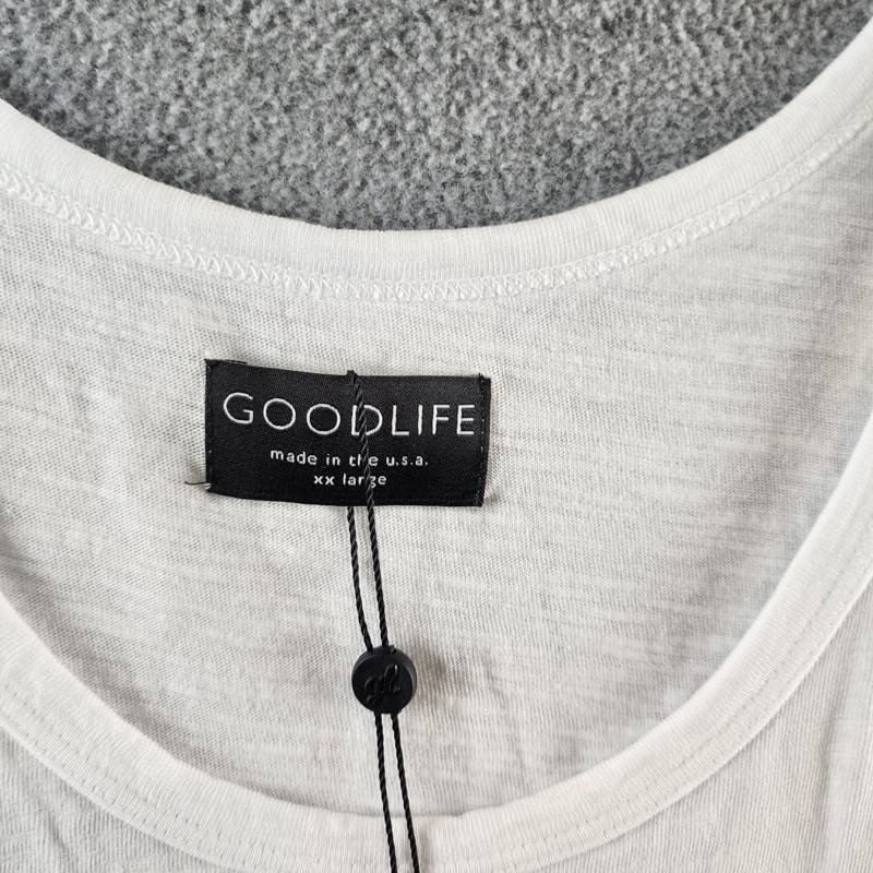 Goodlife Sun Faded Slub Scallop Tank Men's XXL White Solid Scoop Neck Pullover gallery