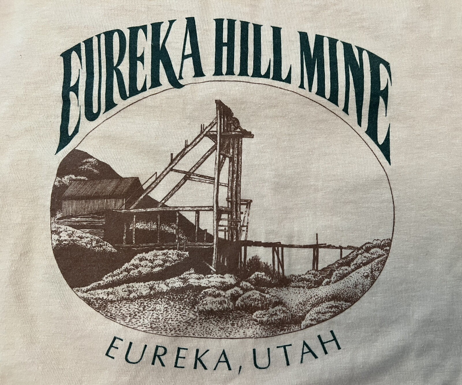Vintage Eureka Utah T-Shirt Size 34-36 Cotton Made in USA Tan Tintic Historical gallery