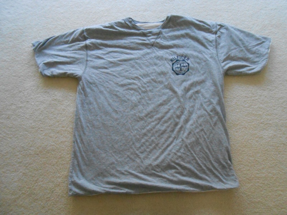Vintage Y2K Tommy Hilfiger Jeans Reversible GRAY STRIPE / Grey SOLID T-shirt XL
