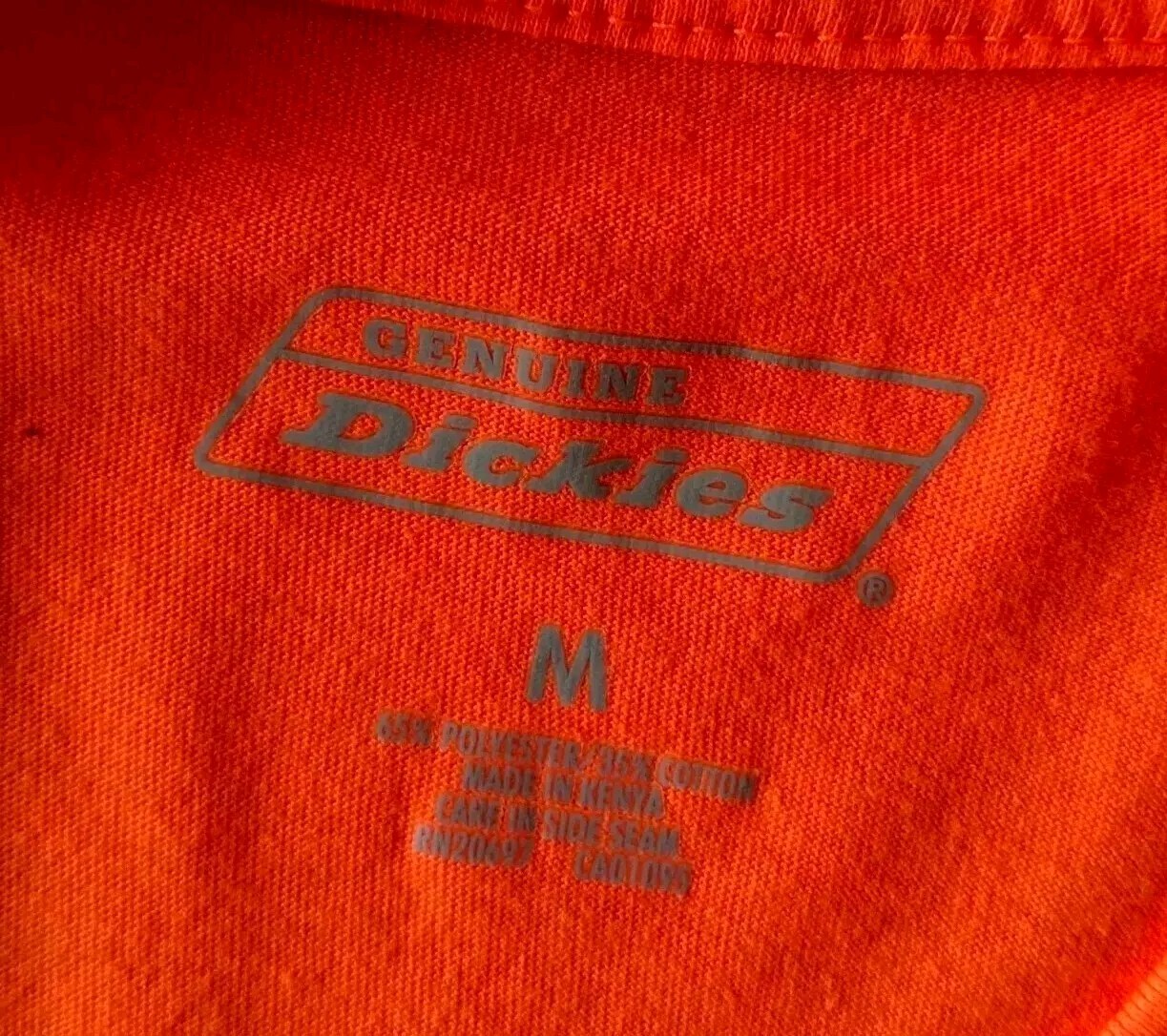 DICKIES Genuine Pocket T-Shirt Orange S/S Men's Size Medium EUC gallery