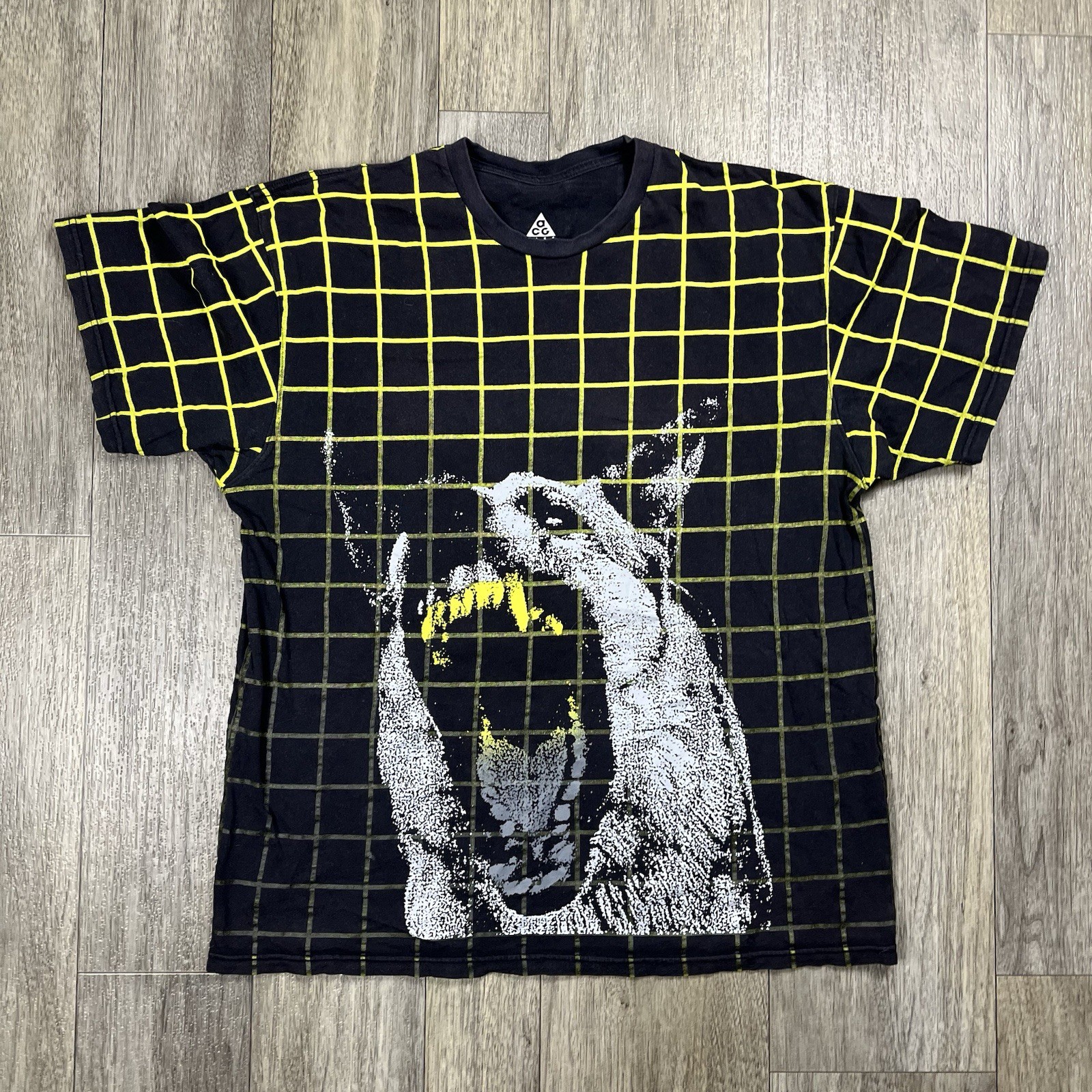 Nike ACG T-Shirt Size XL Black Geometric Matrix Print Rare Streetwear Thailand