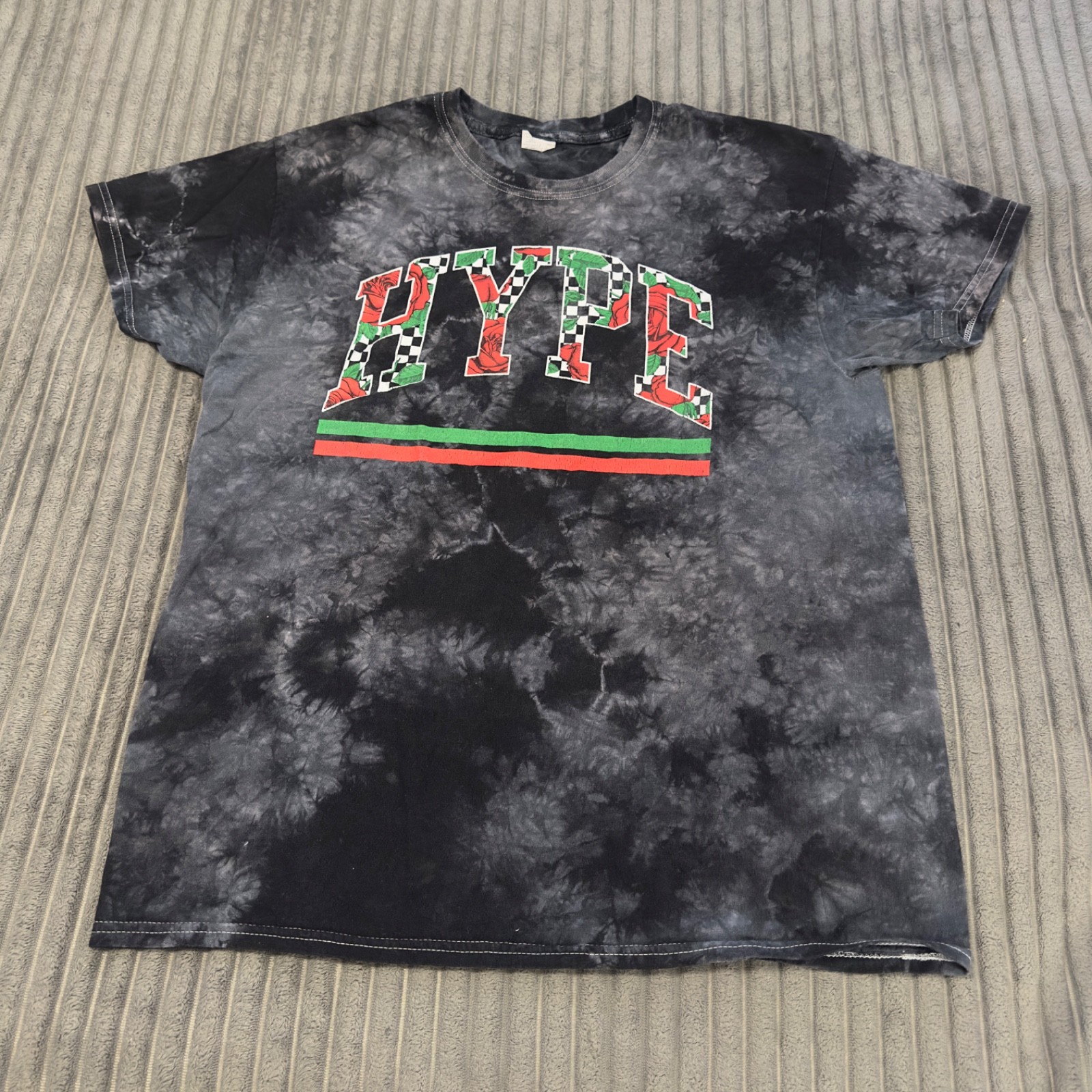 Hype T-Shirt Mens XL Black Tie Dye Graphic Street Wear Short Sleeve Skate Grunge gallery