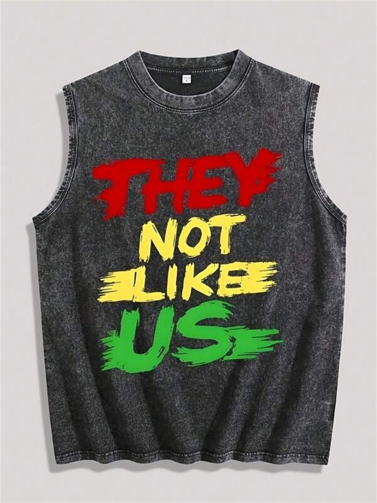 Men Wash Sleeveless Black Tank Top They Not Like Us Color Letter Print