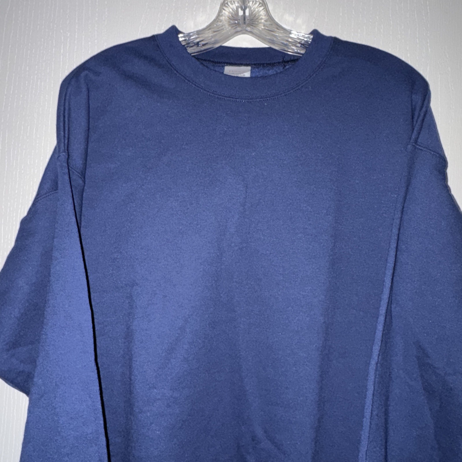 HANES MENS LARGE ECO Smart Blue Long Sleeve Sweat Shirt gallery