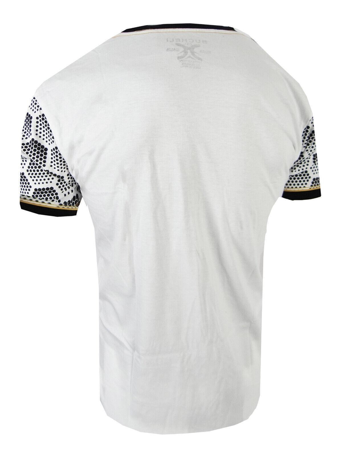 Mens T-Shirt Italian Print Shiny Gold Lion Chest Bucheli Logo Slim Fit Crew Neck gallery