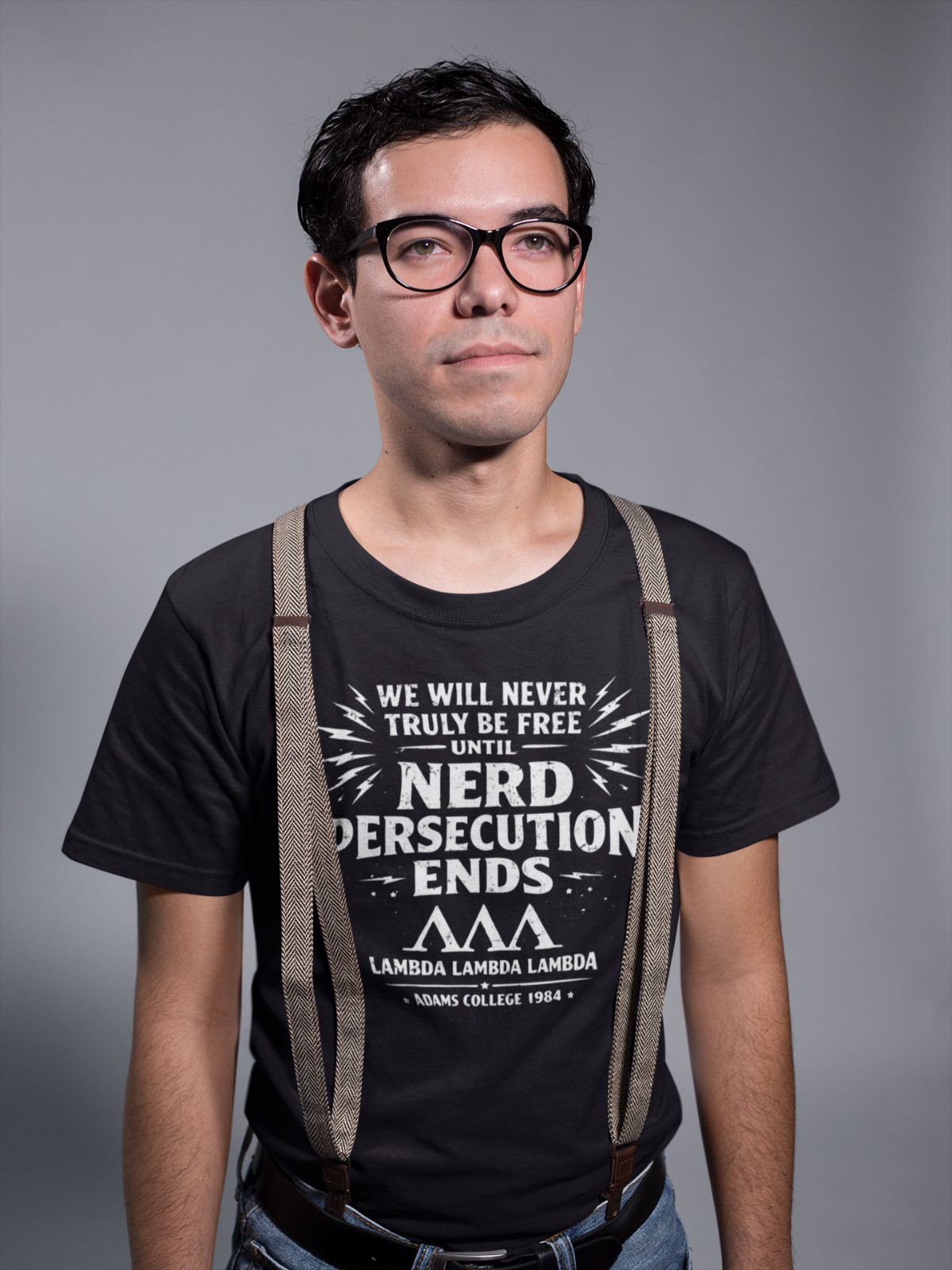 Nerd Persecution - Tri Lambda Revenge of the Nerds movie geek 80s Sm-5x T-shirt gallery