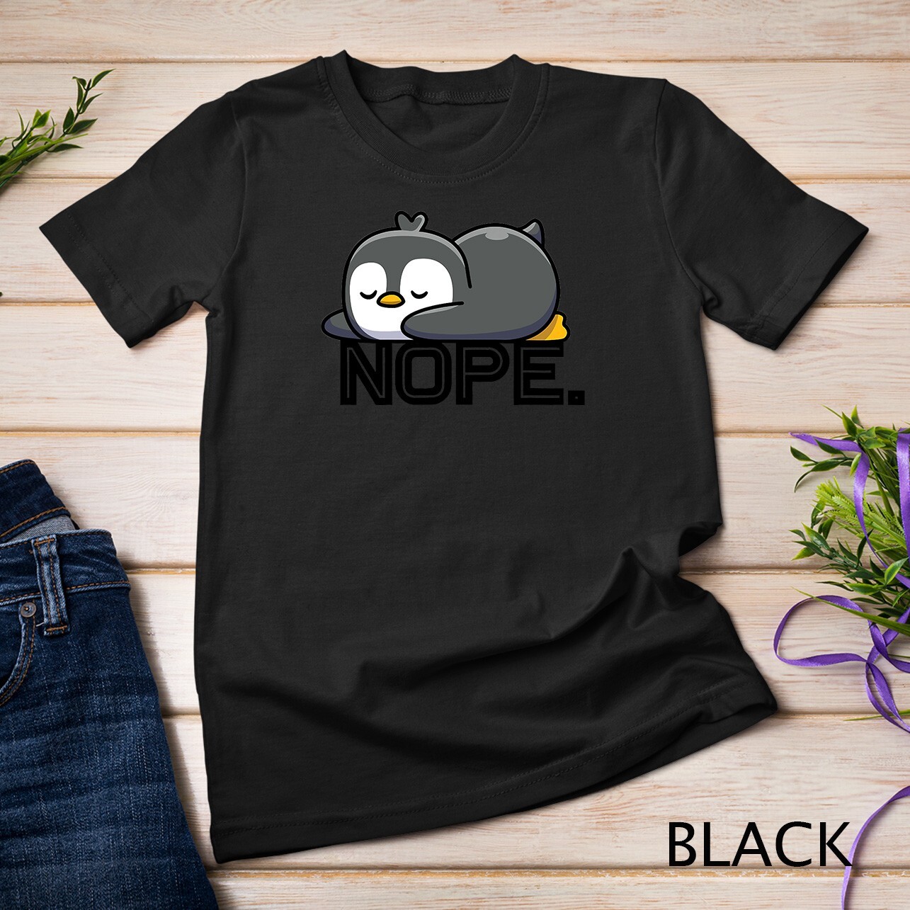 Nope Not Today Lazy Penguin Lazy Animal Lover Cute Gift T-Shirt Unisex T-shirt gallery