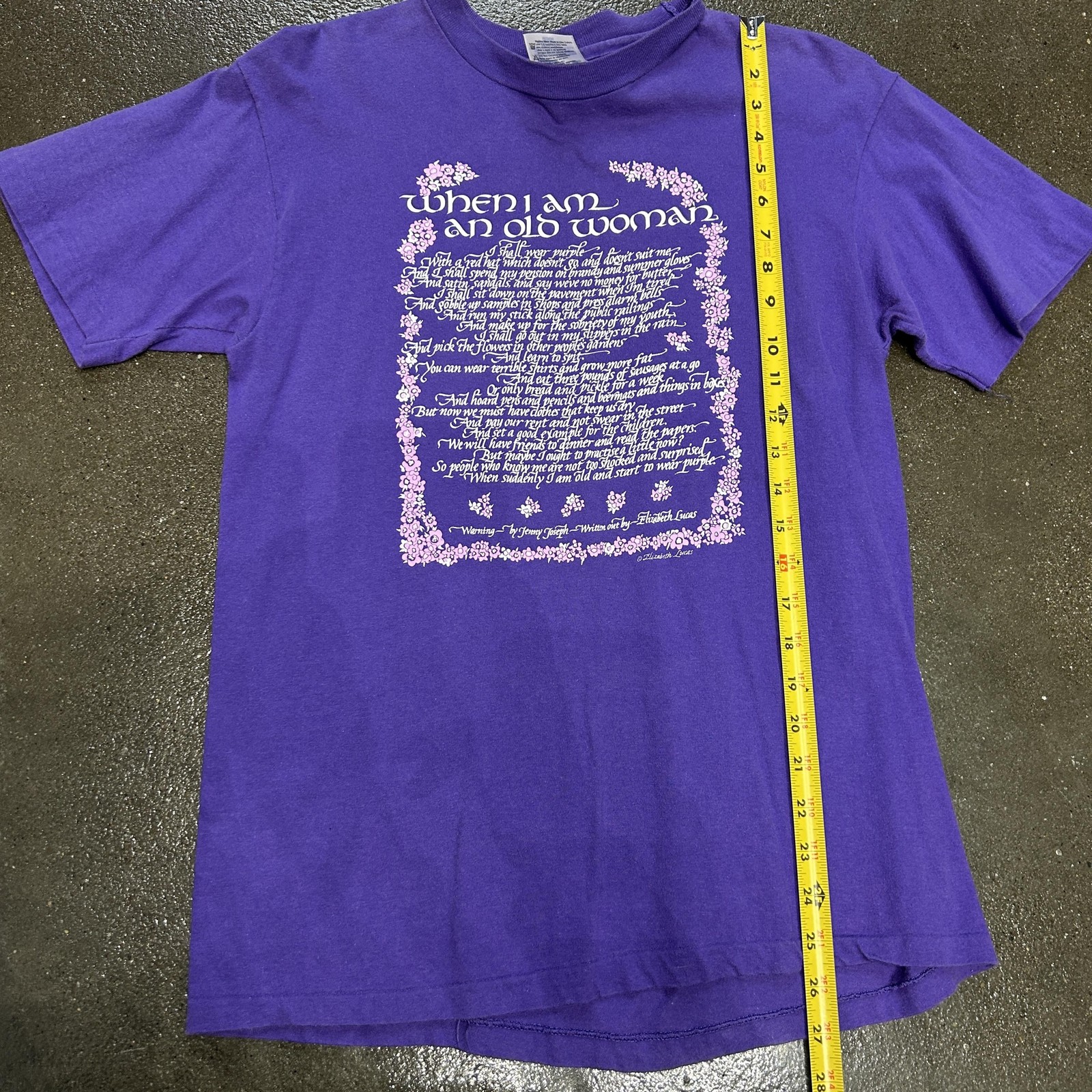 Vintage When I Am An Old Woman Shirt Mens Medium Purple Poem Graphic 90s gallery