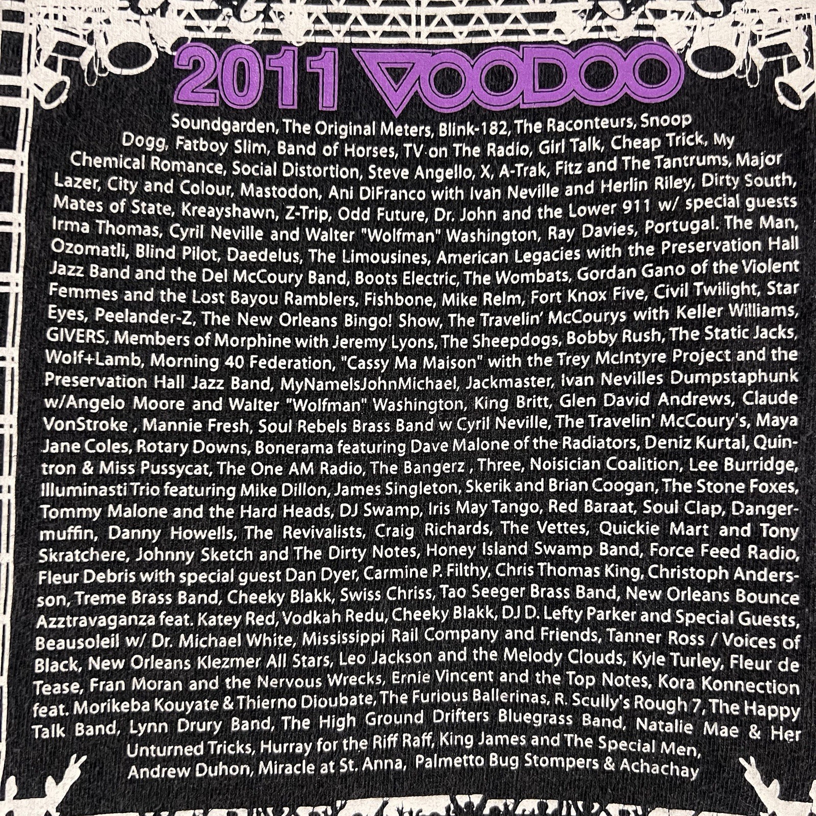 Y2K 2011 Voodoo Fest New Orleans Men's Graphic Band Rap T Shirt Black (Medium) gallery