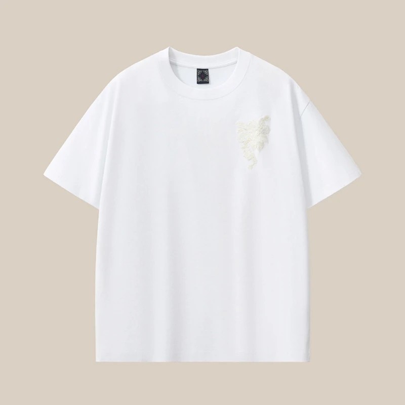 Men's Dragon Sword Embroidered Cotton Short Sleeve T-Shirt Loose Casual Tee gallery