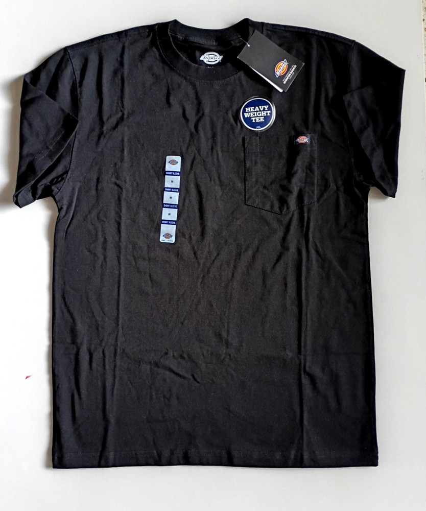 DICKIES HEAVY WEIGHT BLACK CREW NECK POCKET T SHIRT MEN’S SIZE M NWT