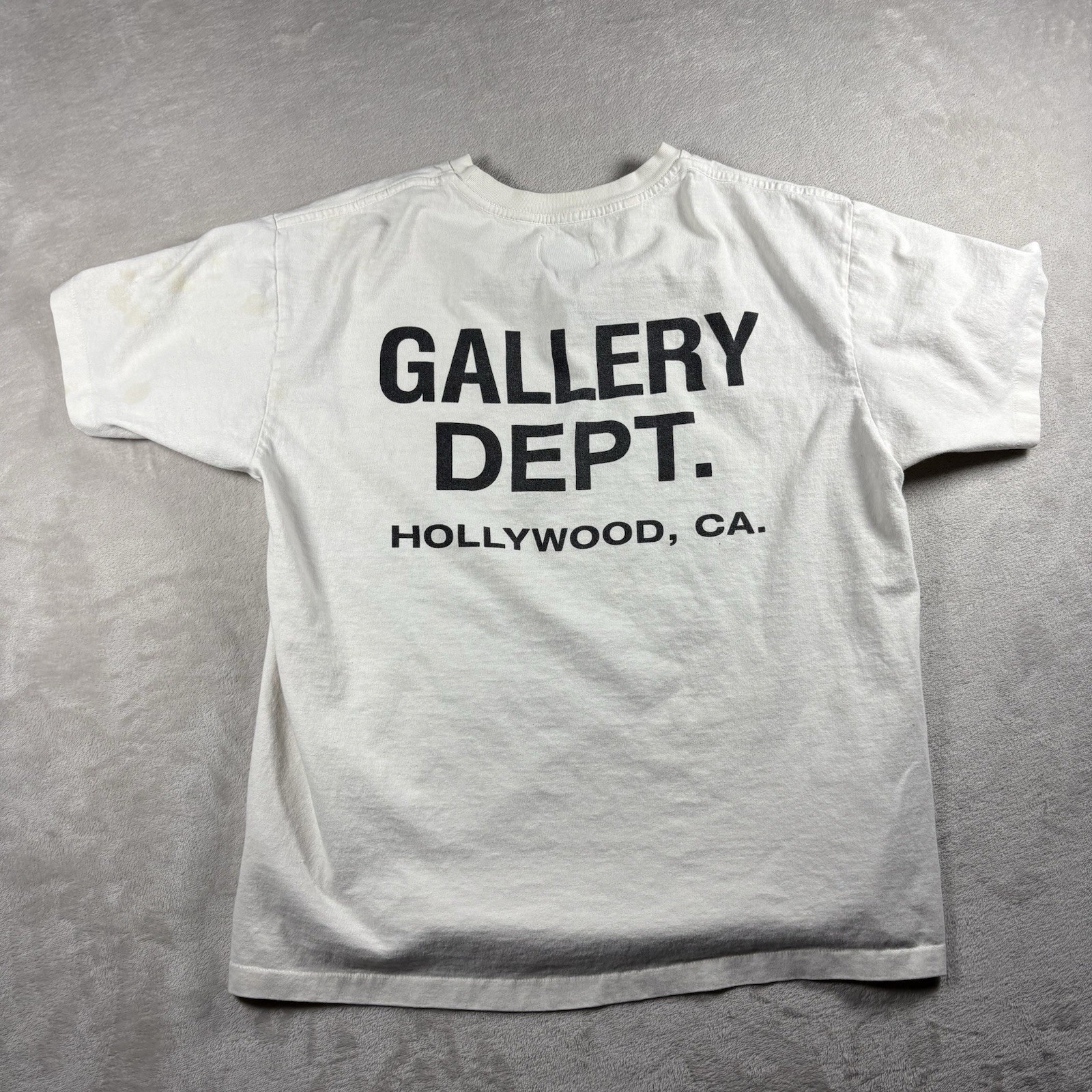 Gallery Dept Shirt Men’s S Beige Hollywood CA Double Sided Logo Streetwear #6A