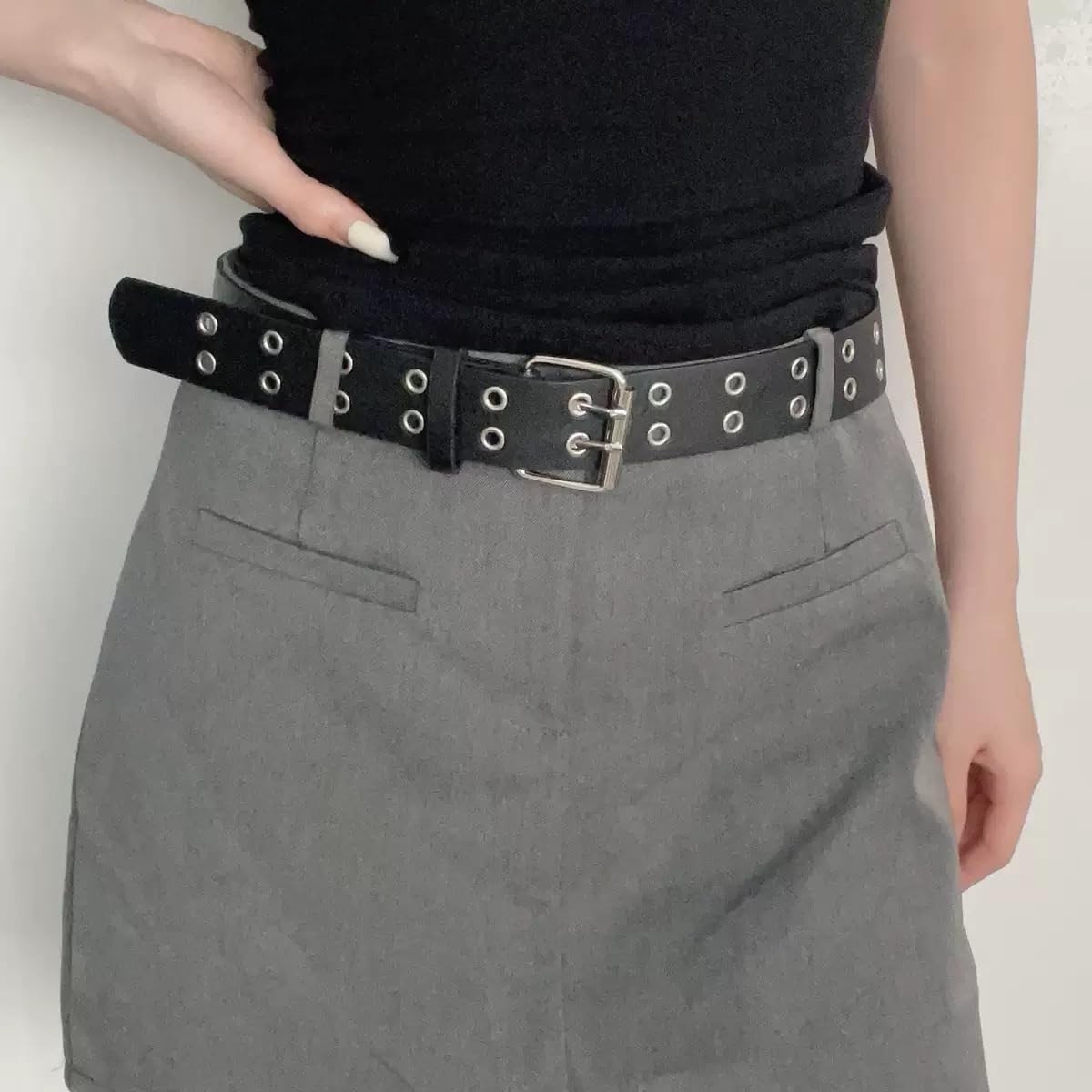 Black Studded Belt Punk Belt Rock Rivet Belts with Bright Pyramid Studded bel... gallery