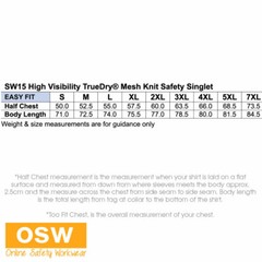3 x Hi Vis COTTON BACK Micromesh with Moisture-Wicking Work Safety SINGLET SW15