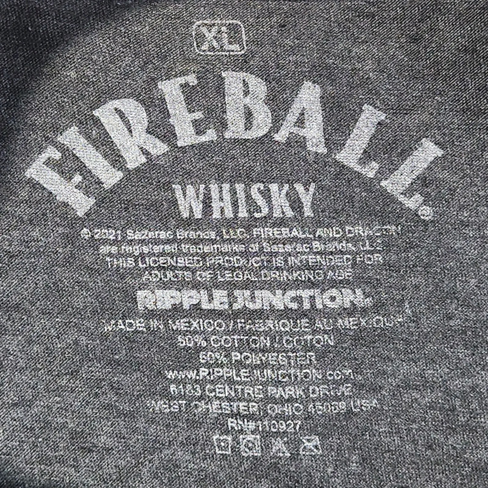 Fireball Whisky T-Shirt Size XL Dark Gray Yellow Red Hot Logo Short Sleeve gallery