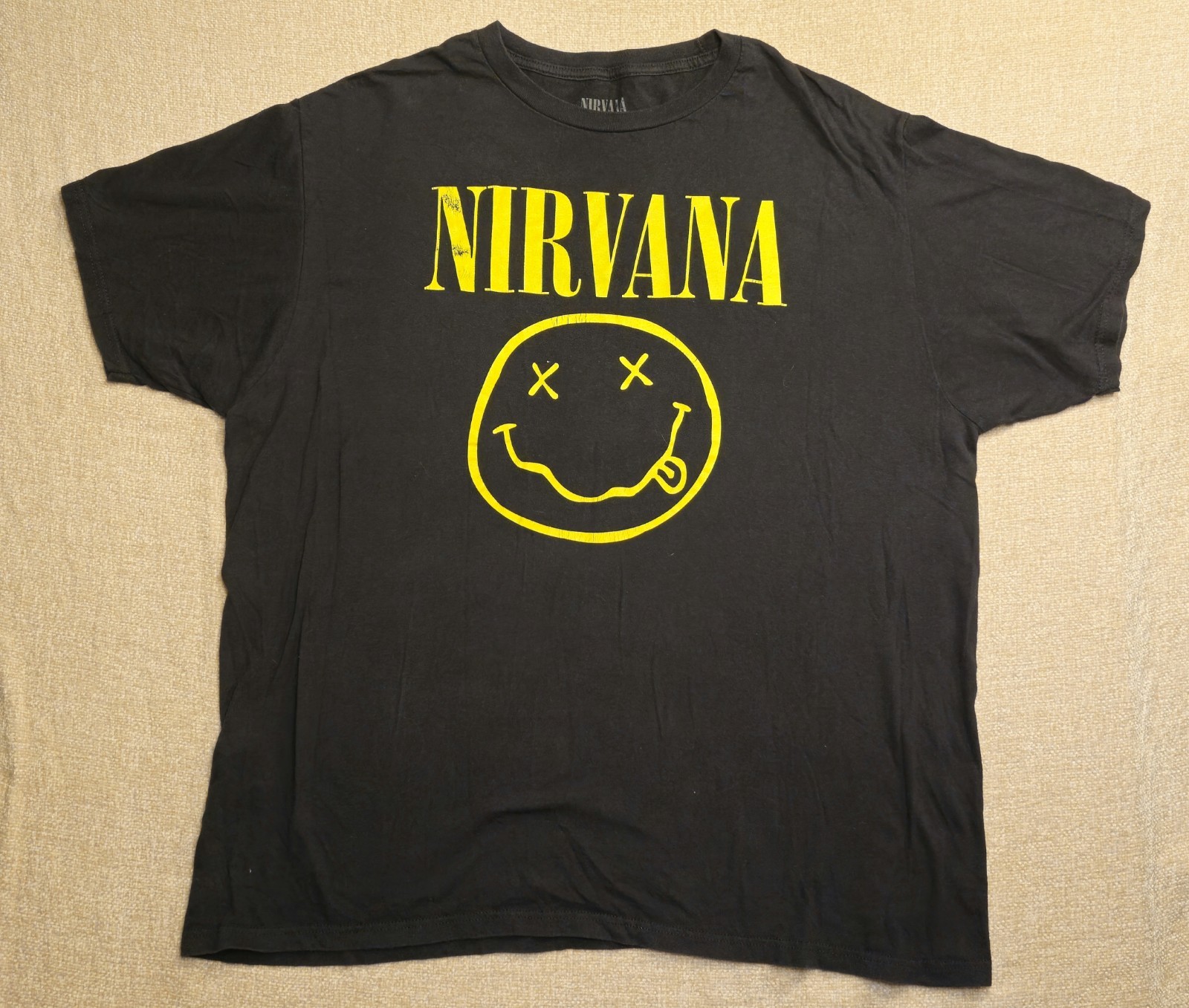 2022 Nirvana Smiley Reprint Shirt Black Graphi Print Crewneck Tee Mens XL gallery