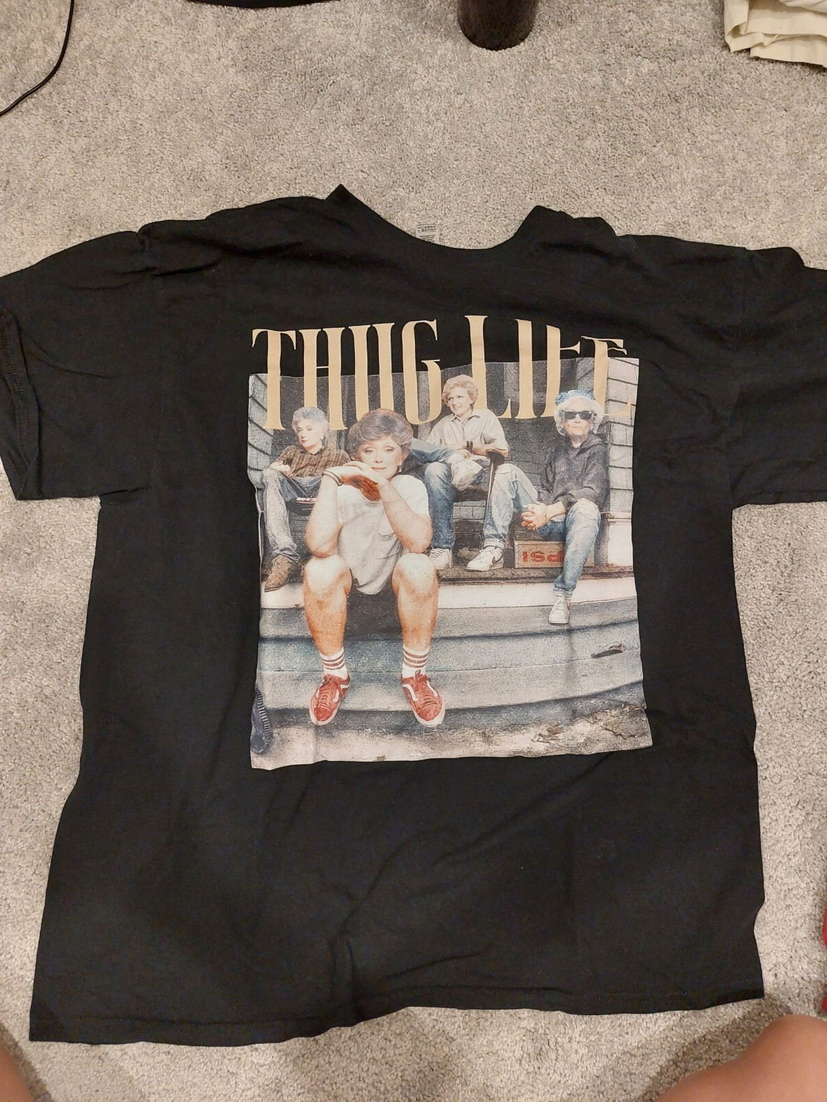Various Black T-shirt with printing size L in one set gallery
