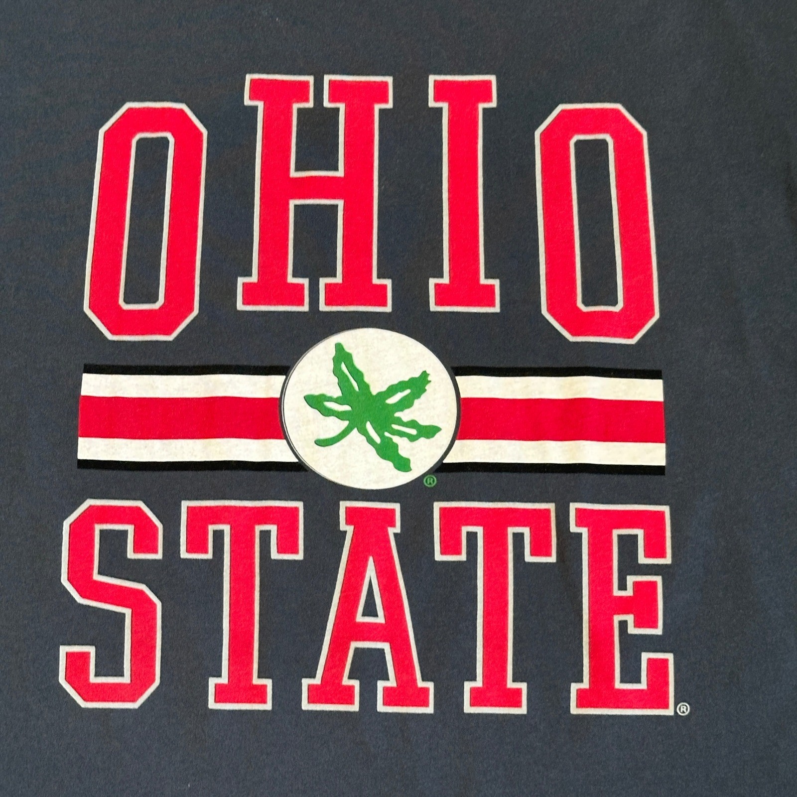 Retro Brand Ohio State Buckeyes Graphic TShirt Gray Large Buckeye Leaf Logo gallery