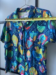 Ken Done Vintage Novelty Print Button Up Fish Pop Art Oceancore Deep Sea – S