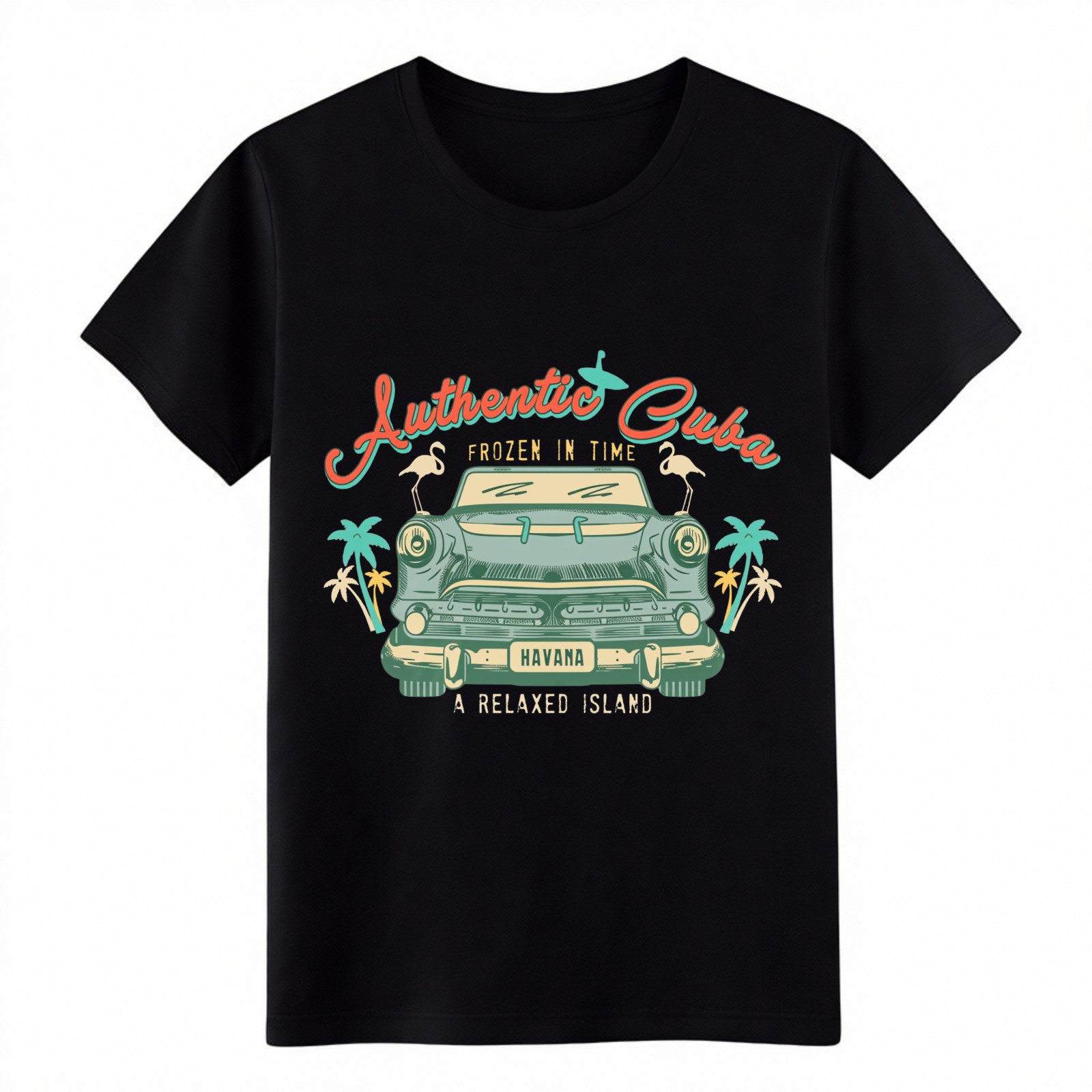 Tropical Cuba Travel Souvenir T-Shirt Palm & Flamingo Print Tee gallery
