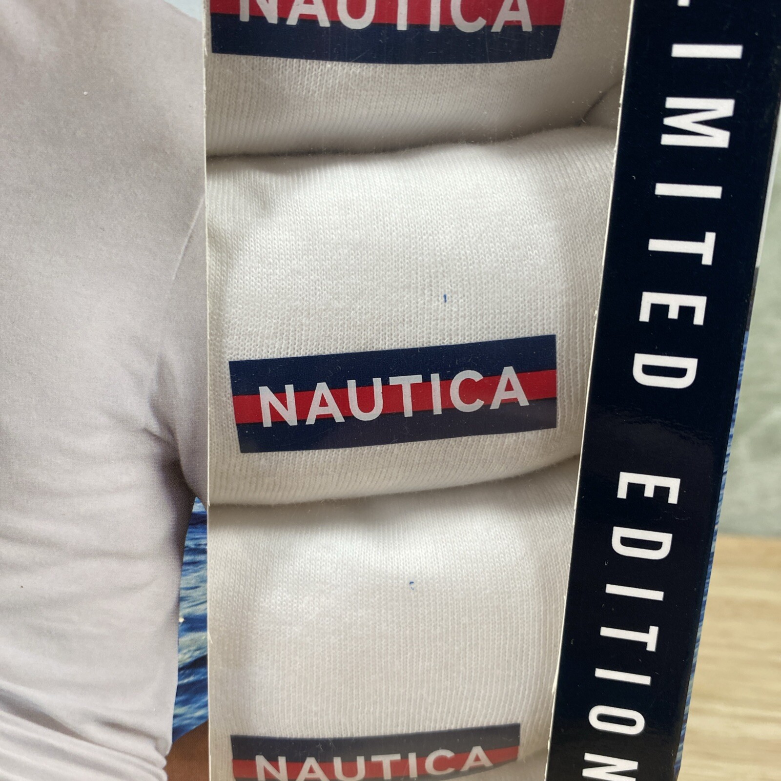 Nautica V-Neck T-Shirts Men's S 34-36 White Cotton Limited Edition 4 Pack NWT gallery