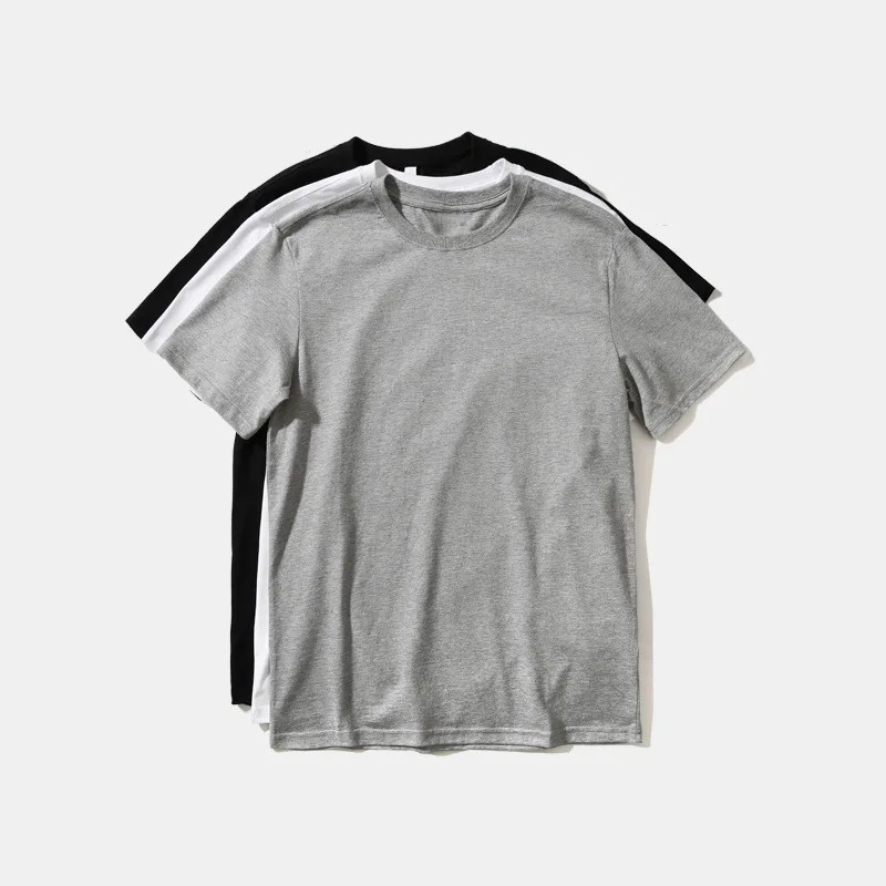 Men T Shirt Cotton Short Sleeve Solid Pure Color Leisure Basic Streetwear Top gallery