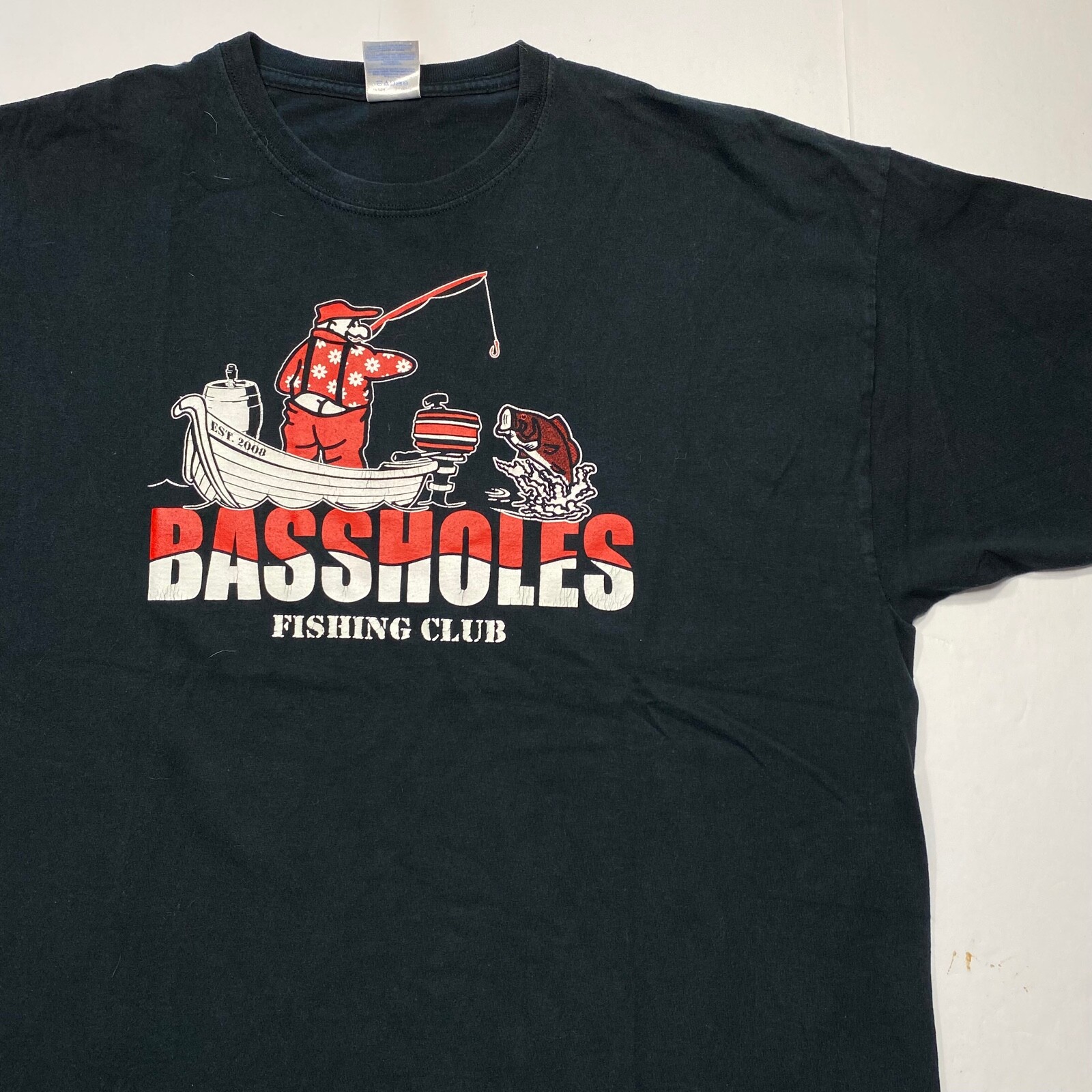 Mens 2008 Bassholes Bass Fishing Club Shirt Size 2XL Black Fishing Boat Shirt gallery