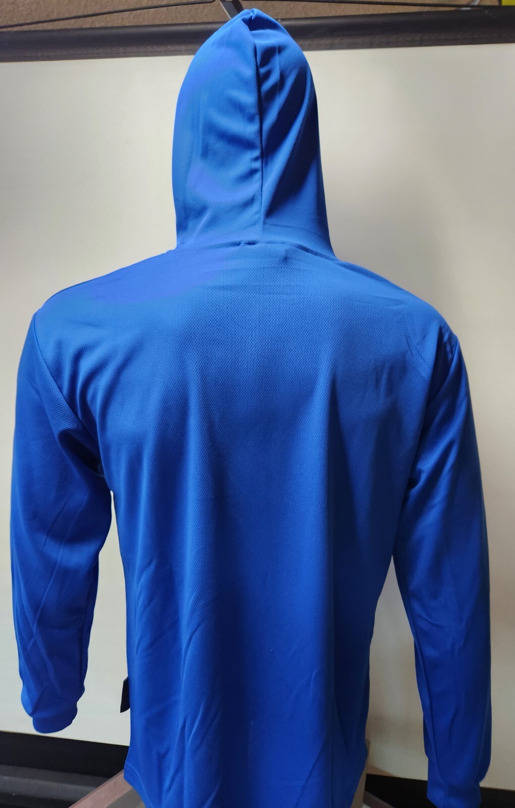 BLUE Long Sleeve Shirt With Hoodie, Polyester birdeye mesh fabric gallery