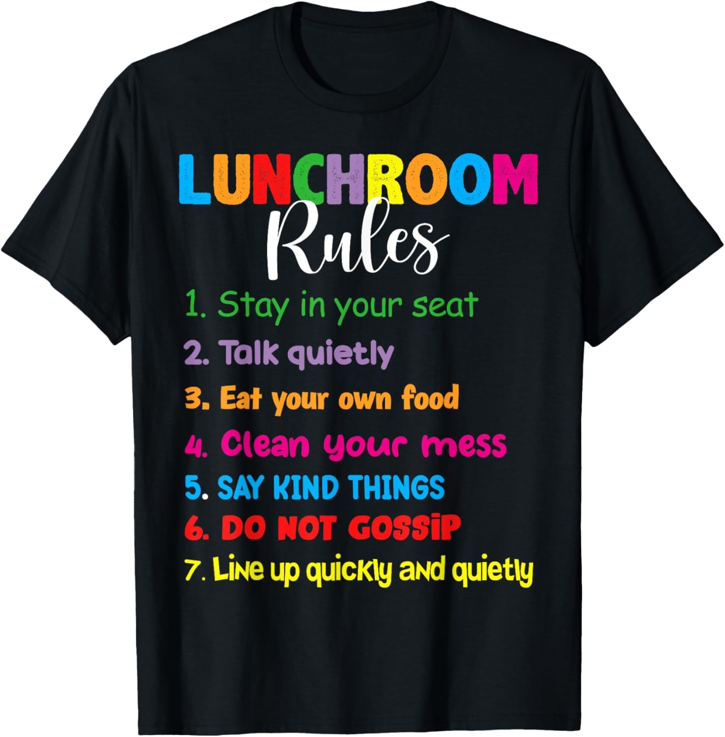 Lunch Room Rules Lunch Lady Back to School Novelty T-Shirt