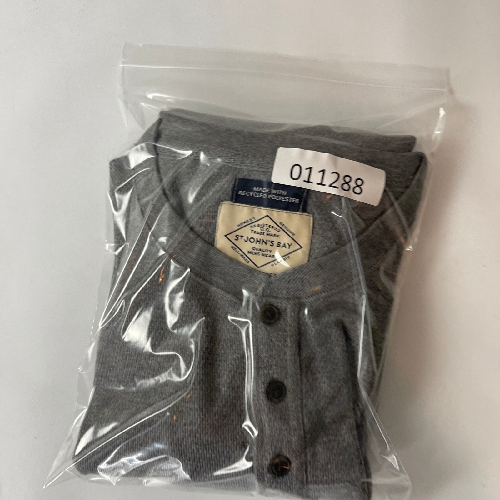 St Johns Bay Shirt Mens M Gray Waffle Knit Thermal Henley Grunge Y2K Granola gallery