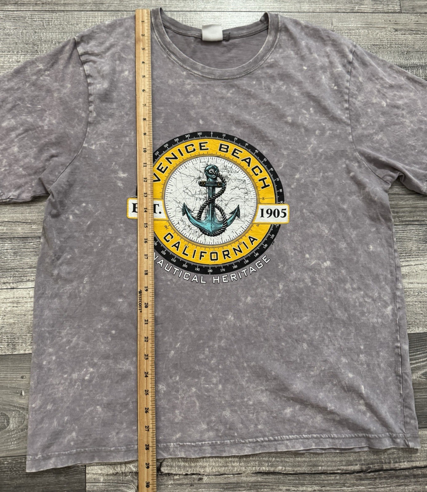 Venice Beach California Nautical Heritage Shirt Mens XL Anchor Gray Washed Tee gallery