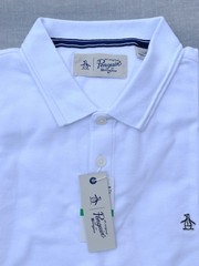 Original Penguin Men L XL White Classic Logo Regular Fit Pique Cotton Polo Shirt