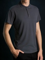 Quick Dry Polyester Collared Shirt for Men Moisture Wicking Regular Length New