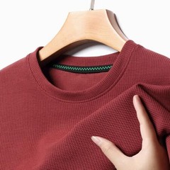 New Summer Waffle Round Neck Short Sleeved T-shirt for Men’s Short Sleeved.