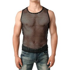 Hight Quality Shirts Mens Tank Top Black Fishnet String Vest Sport Shirts