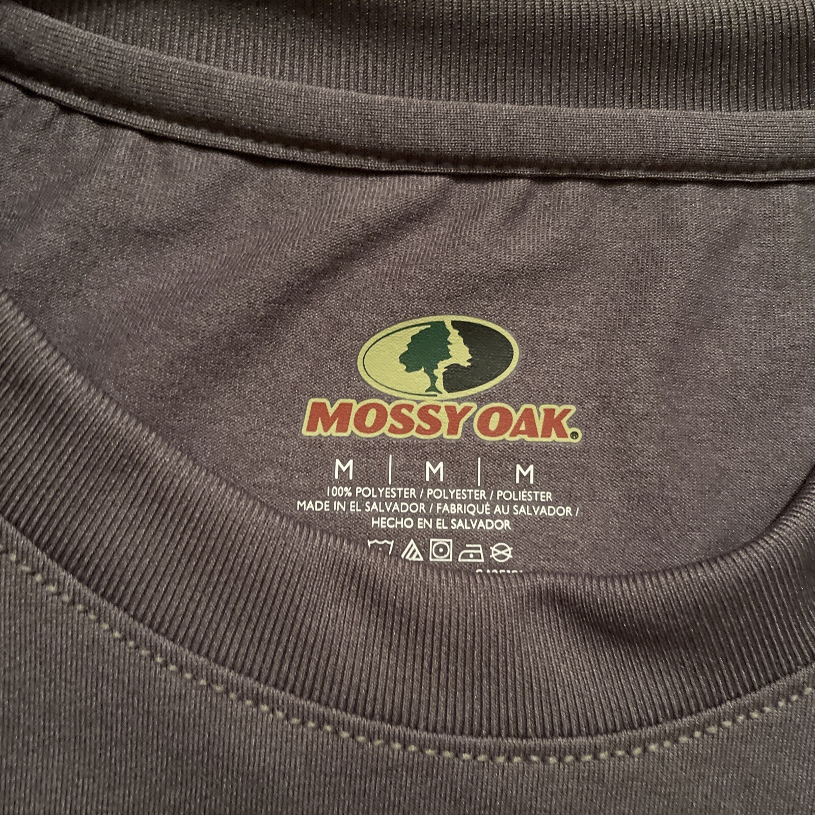 Mossy Oak Mens Size M Short Sleeve Gray T Shirt 100% Polyester Outdoor Hunting gallery