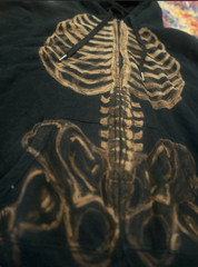 skeleton bleach design black zipup size large one of a kind