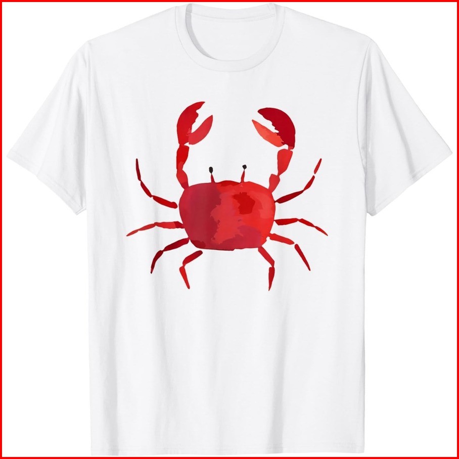 Cute Red Crab Artwork Summer Lovers Beach Vacation Outfit T-Shirt