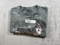 The Mountain Wolf Snow Forest Graphic Tee 2XL Gray Tie Dye Animal Nature Shirt