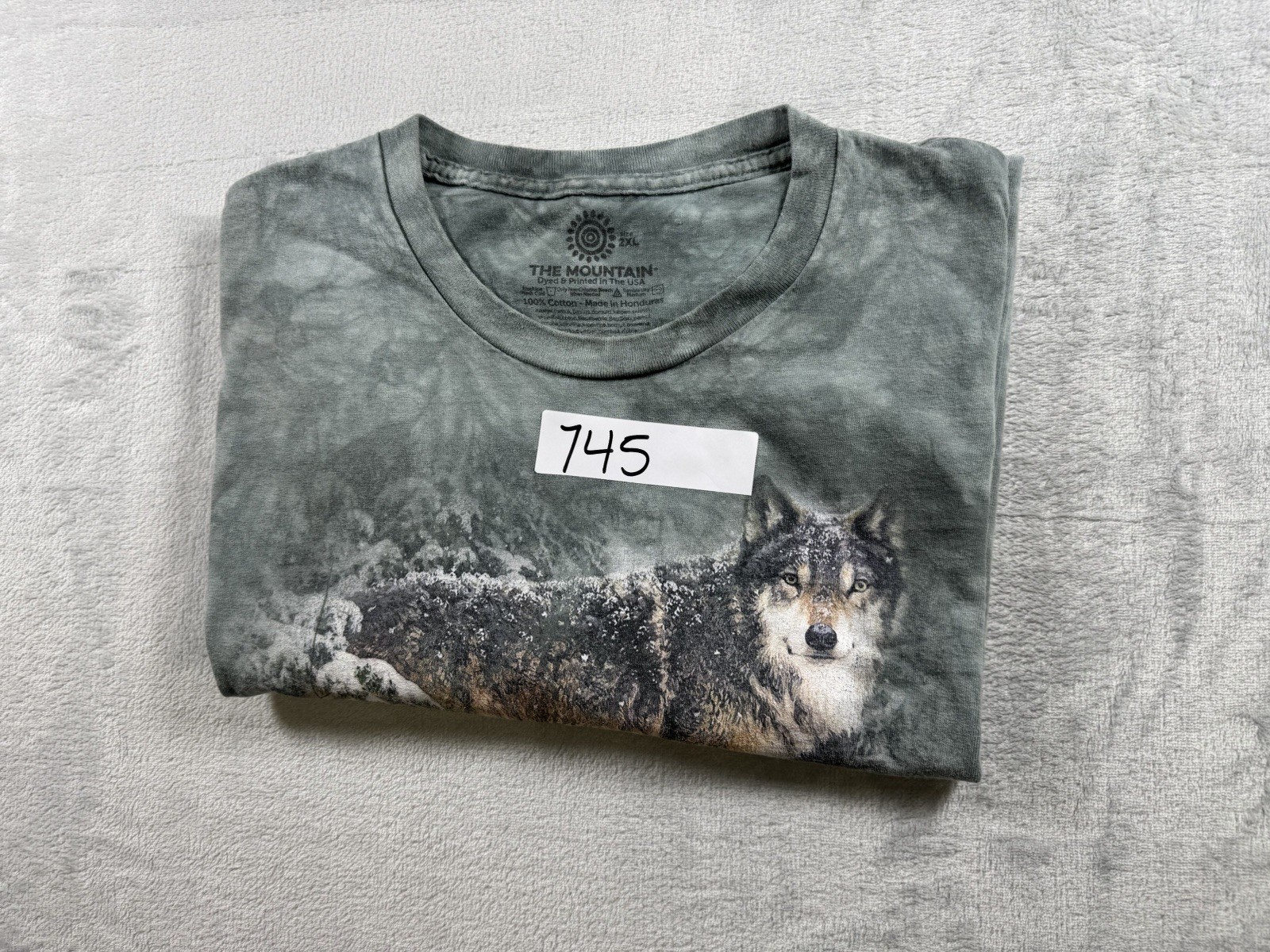 The Mountain Wolf Snow Forest Graphic Tee 2XL Gray Tie Dye Animal Nature Shirt gallery