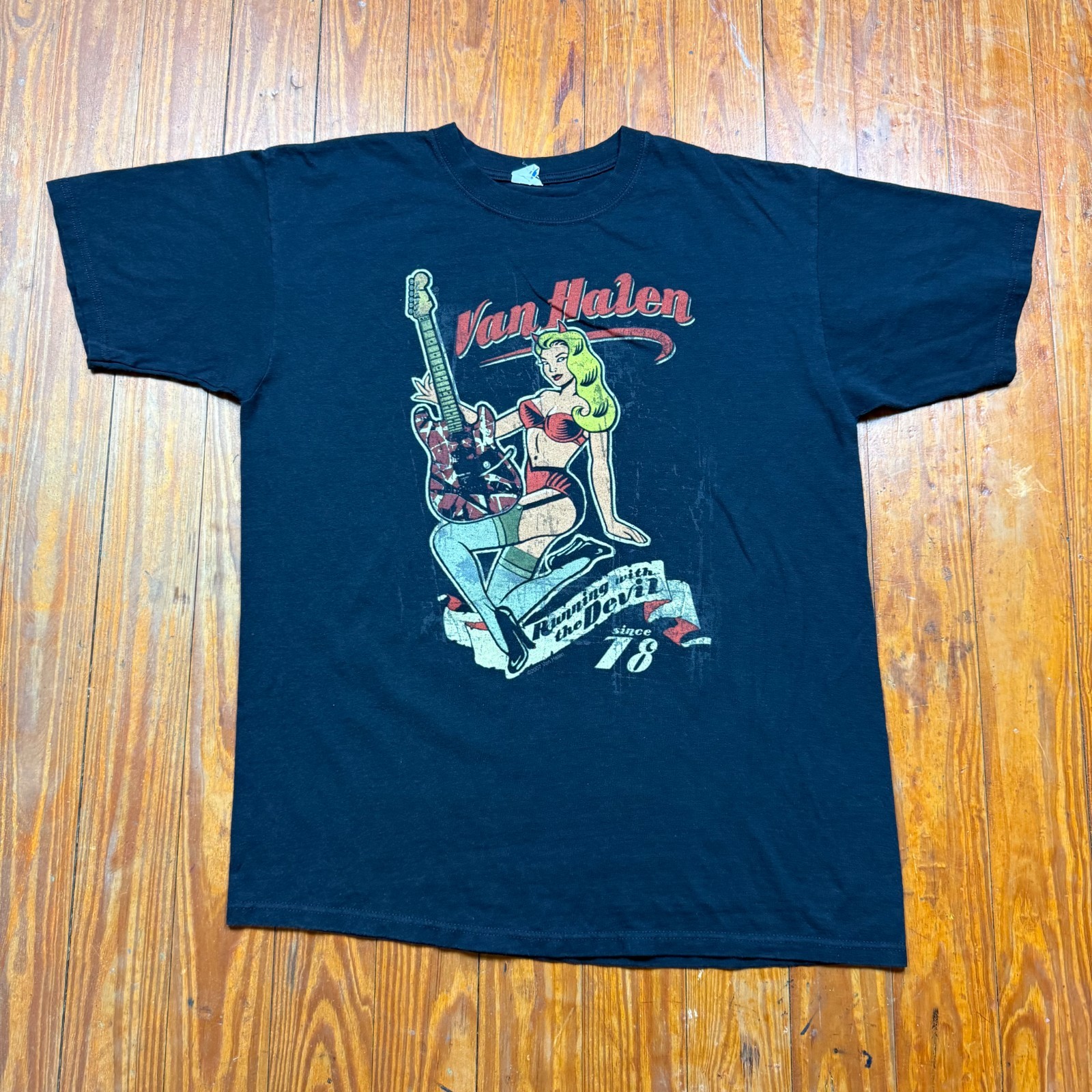 Van Halen Shirt Mens Size Large Black Running With The Devil Tour 2008