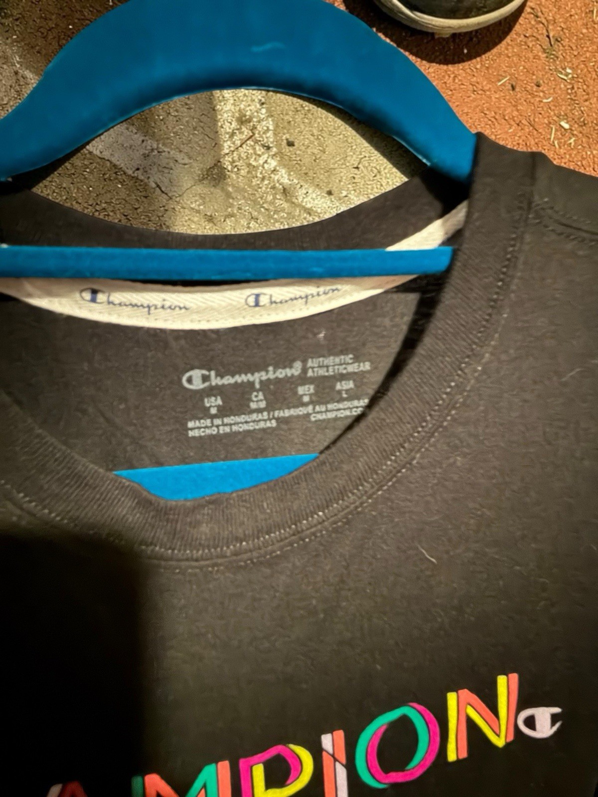 Champion Authentic Athleticwear Black Logo Graphic Crewneck Tee Short Sleeve m gallery
