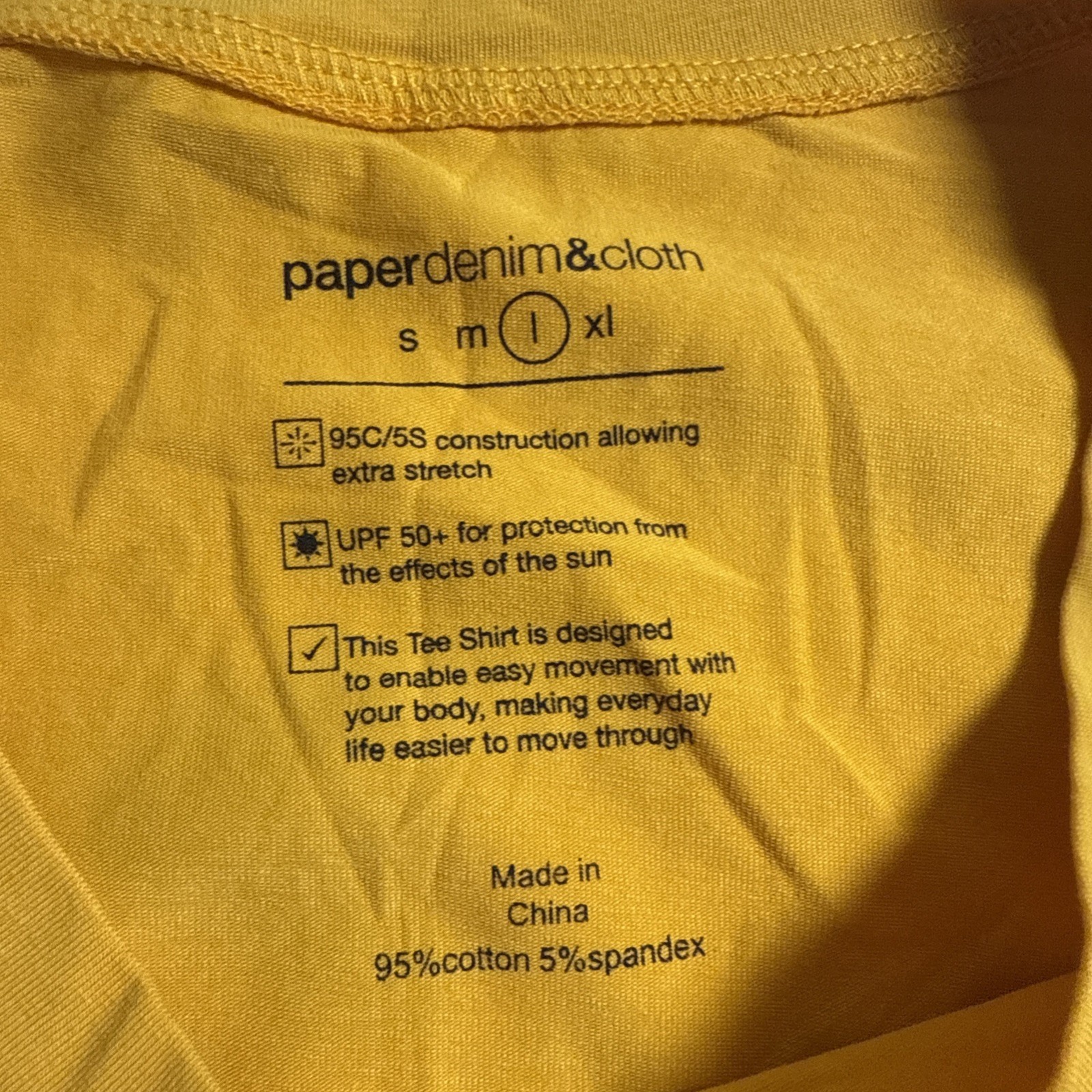Paper Denim & Cloth L Men's UPF 50+ Sun Protection Yellow VNeck T-Shirt Large gallery