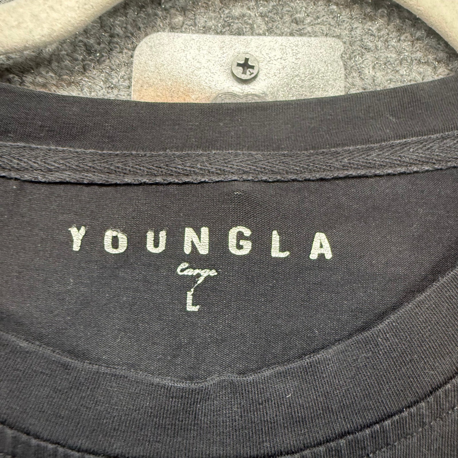 YoungLA Tshirt Mens Large Black Logo Tab Gym Workout Fitness Training Essential gallery