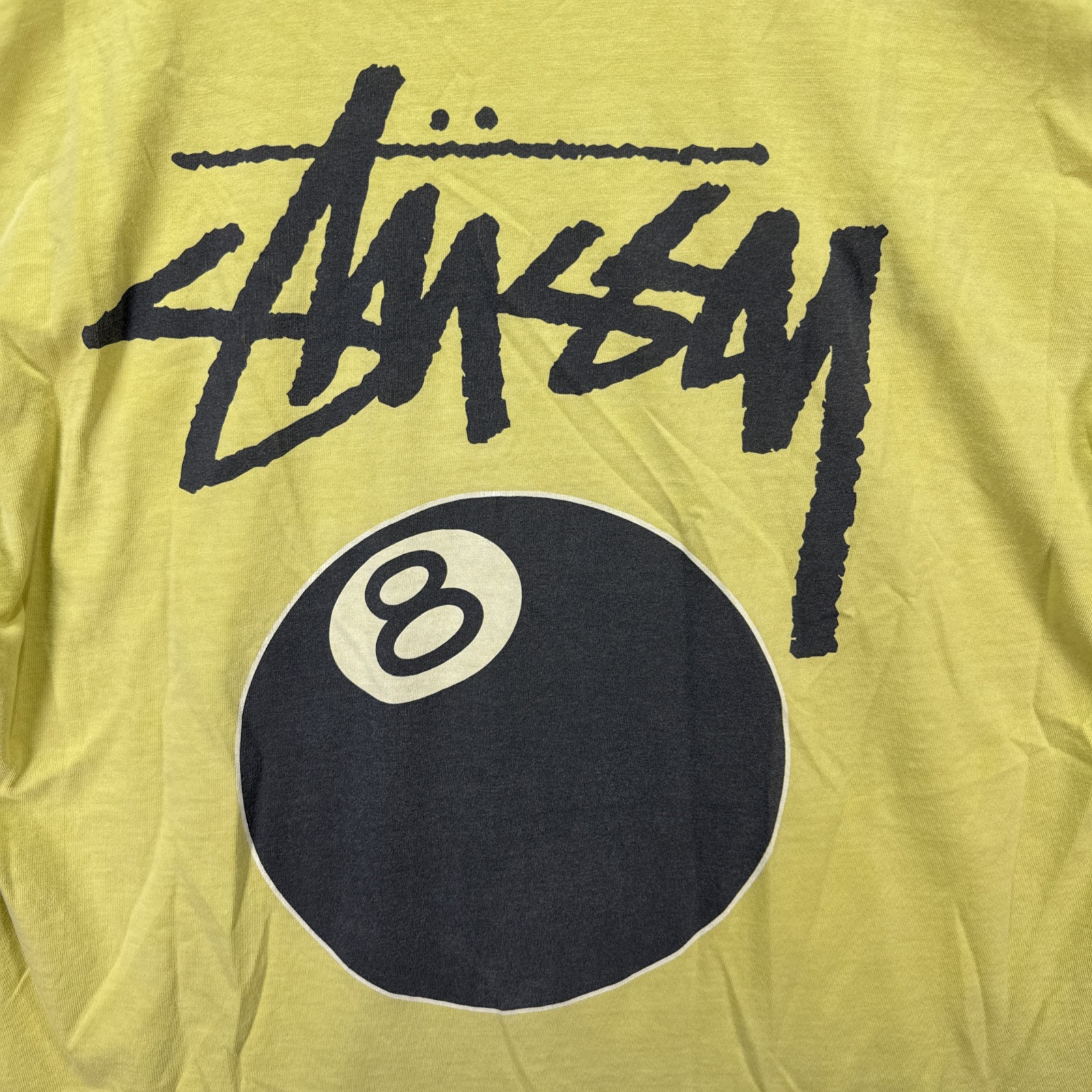 Vintage Stussy Shirt Mens Large Yellow 90s Remixed Classics 8 Ball Eight Skate gallery