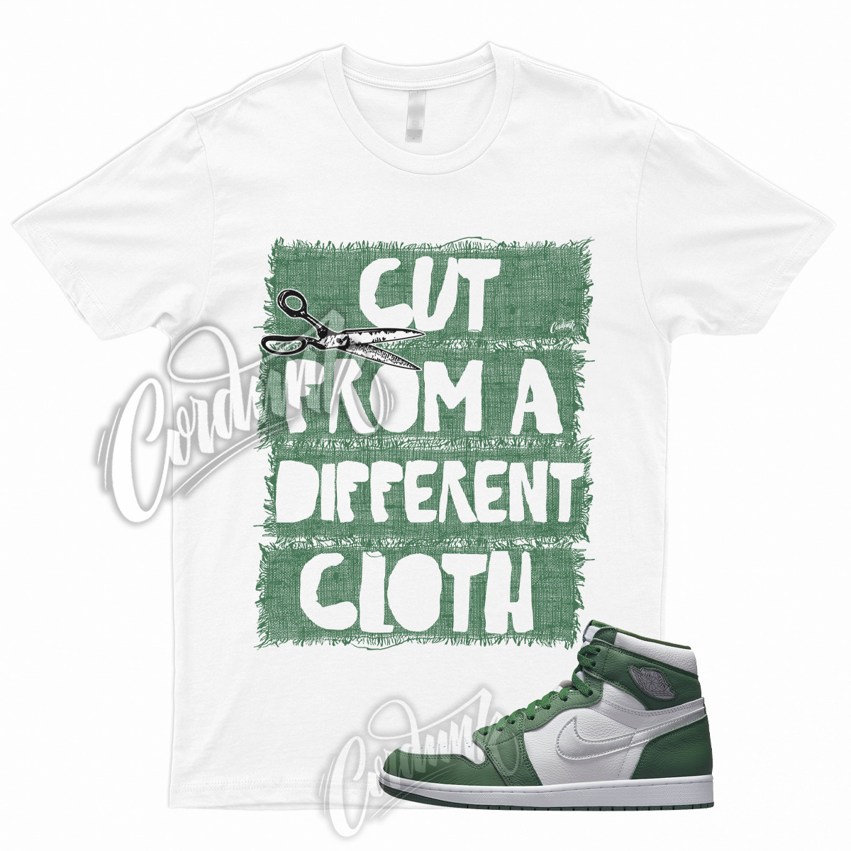 CUT T for 1 Retro Gorge Green High Metallic Silver White Shirt To Match Pine