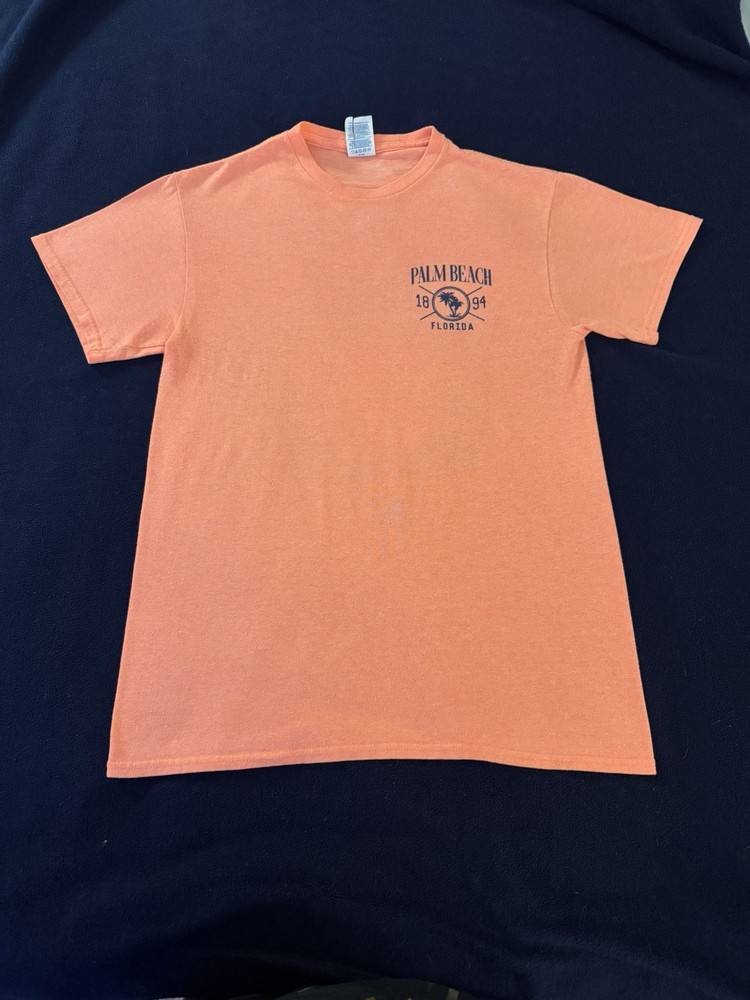 Pro Player Palm Beach Florida Double-Sided Graphic Tee Orange Crew Neck S