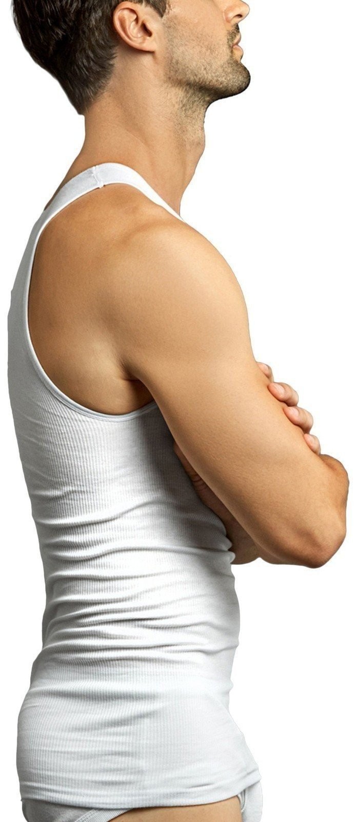 ToBeInStyle Men’s 6 Pack 100% Preshrunk Cotton Sleeveless Lightweight White…